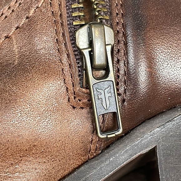 Frye Kendall Distressed Over The Knee Riding Boots Brown Leather Heeled Sz 5.5 - Picture 6 of 16